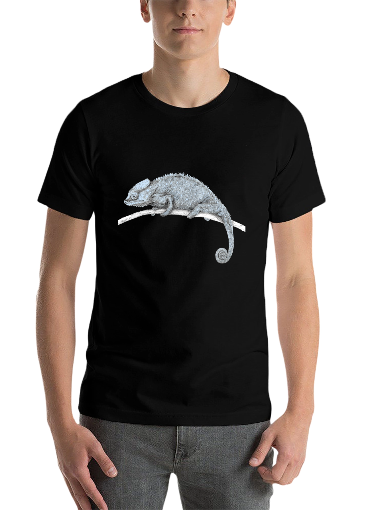Black Chameleon Graphic Tee - Black Casual T-Shirt view 7