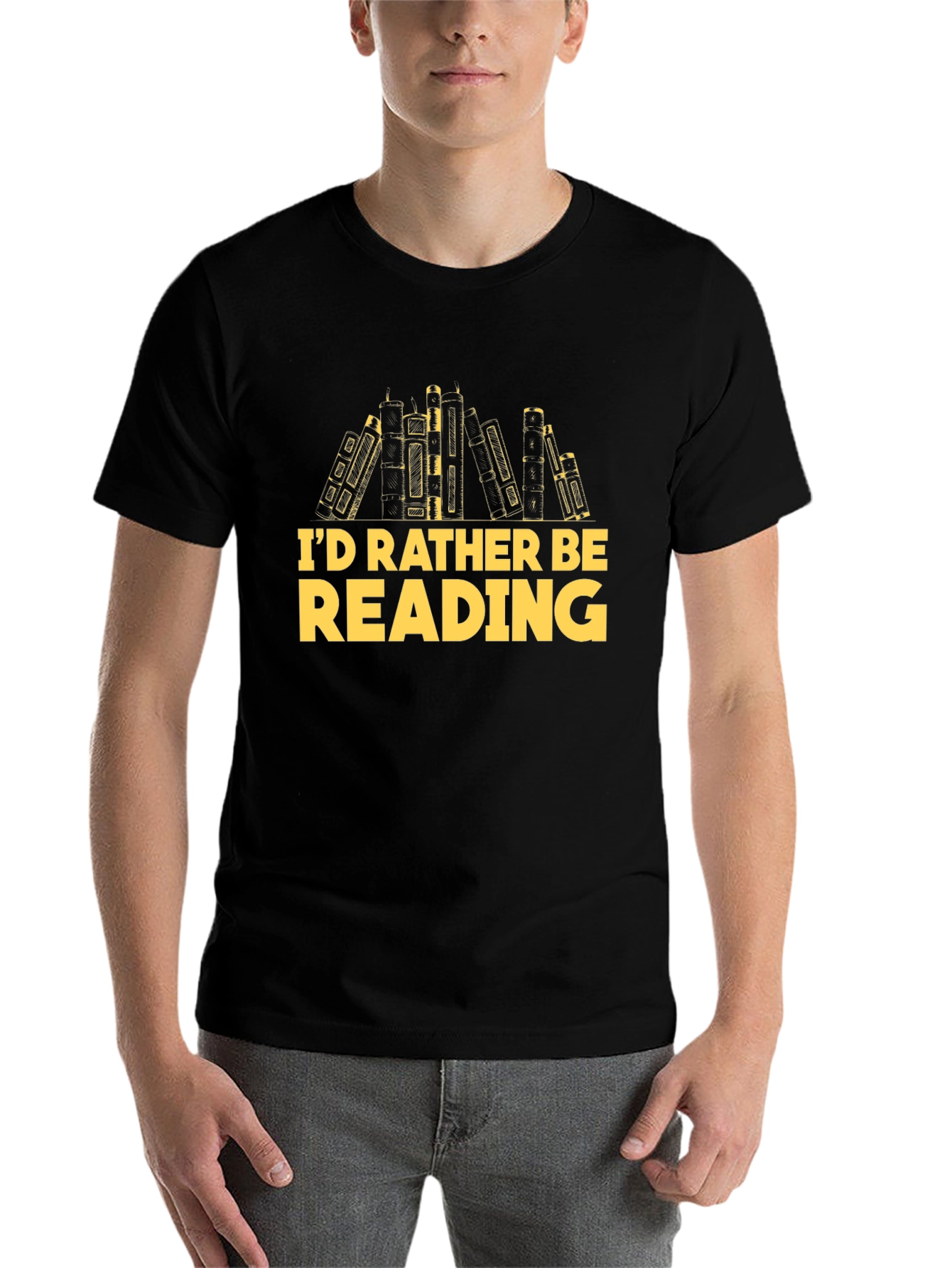 Black I'd Rather Be Reading T-Shirt Bookworm Gift view 7