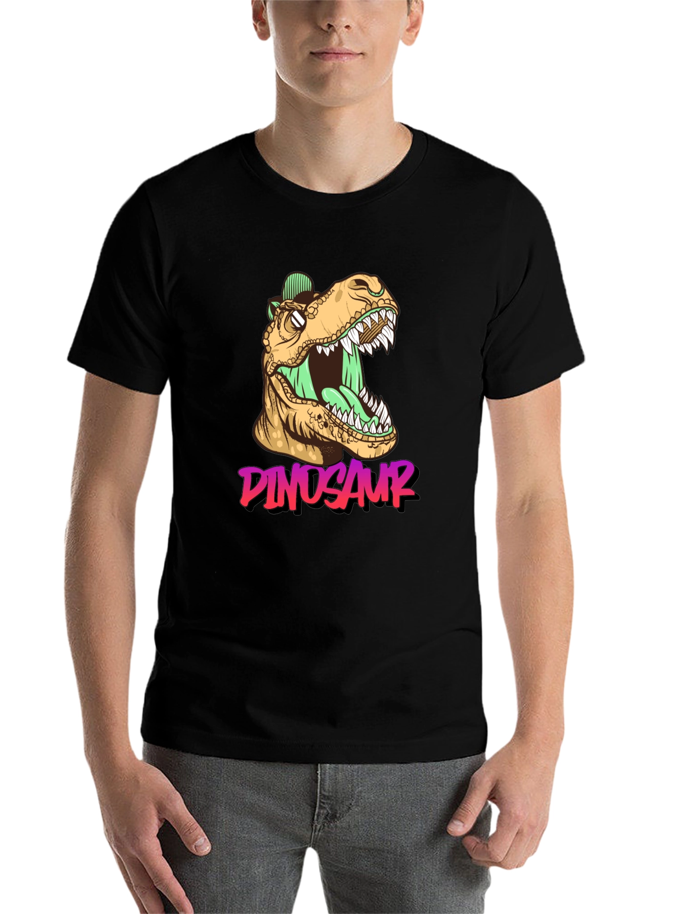 Black Dinosaur Graphic T-Shirt - Roaring Style view 7