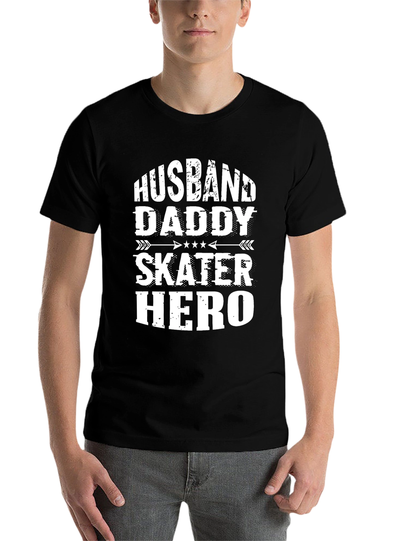 Black Husband Daddy Skater Hero Graphic Tee - Black view 7