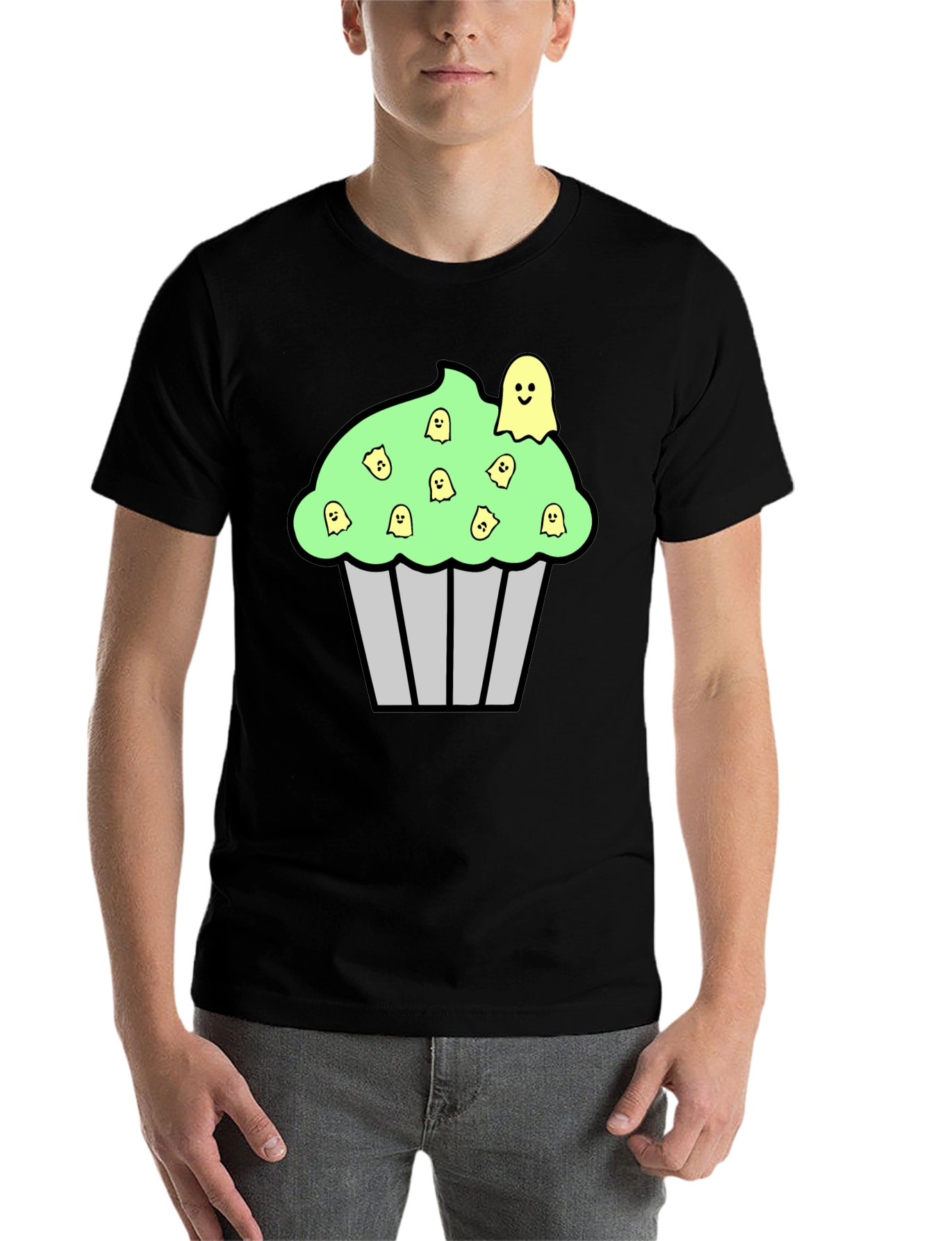 Black Spooky Cupcake Graphic Tee - Halloween T-Shirt view 7