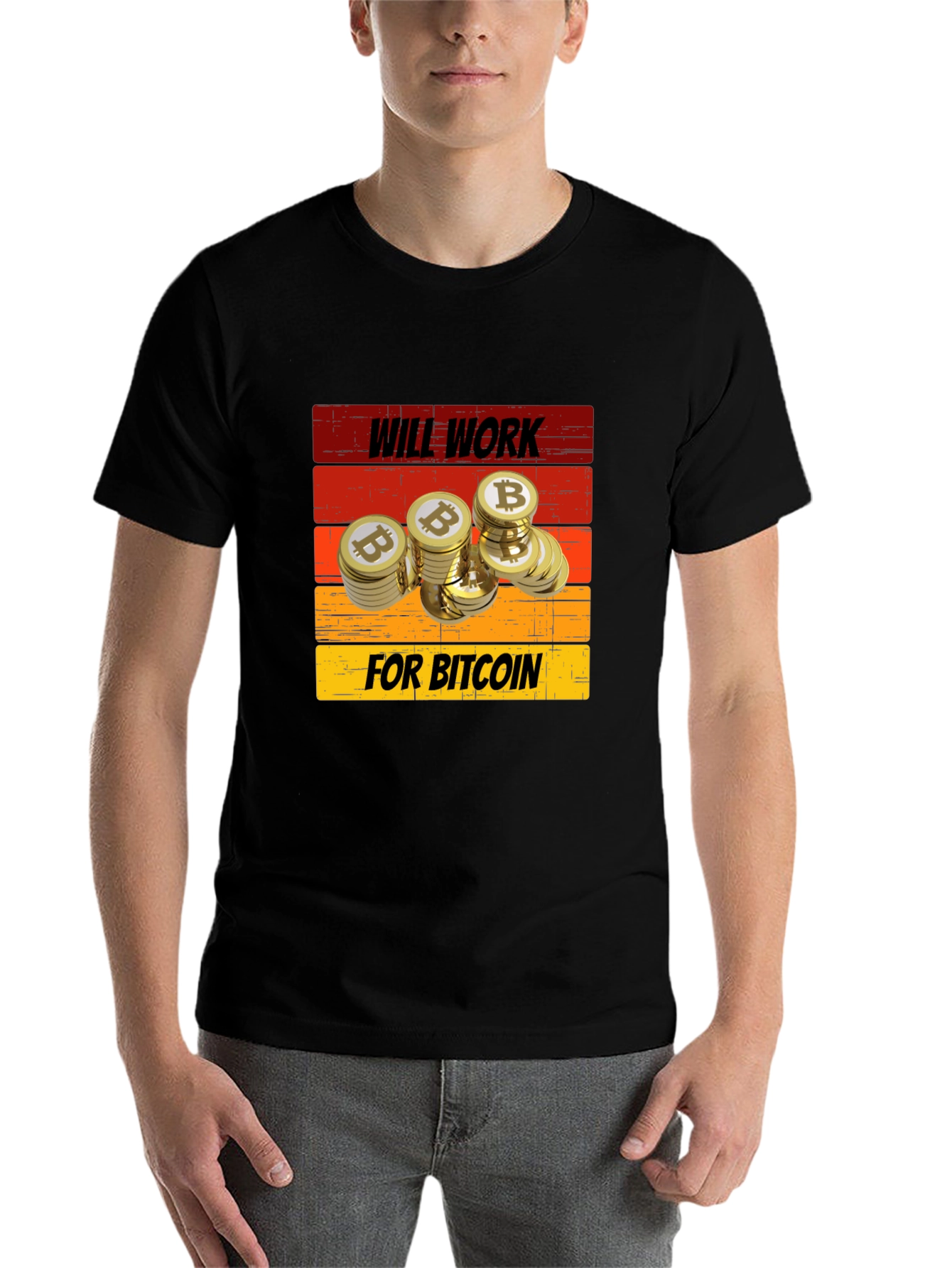 Black Will Work for Bitcoin T-Shirt view 7