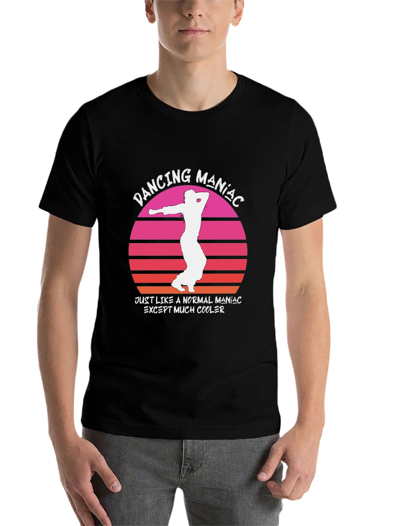 Black Dancing Maniac T-Shirt - Cool Retro Design view 7