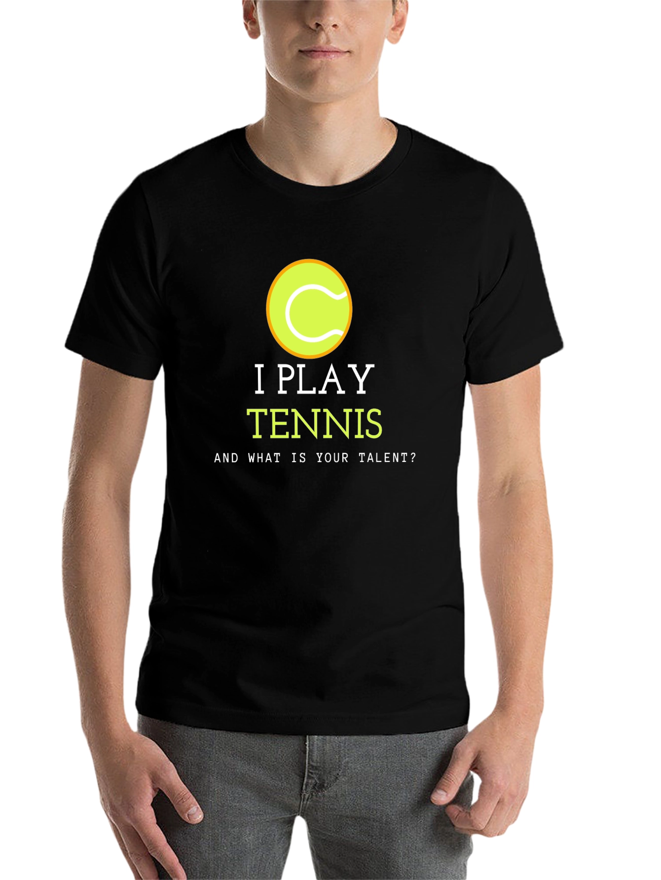 Black I Play Tennis T-Shirt - Funny Athlete Tee view 7