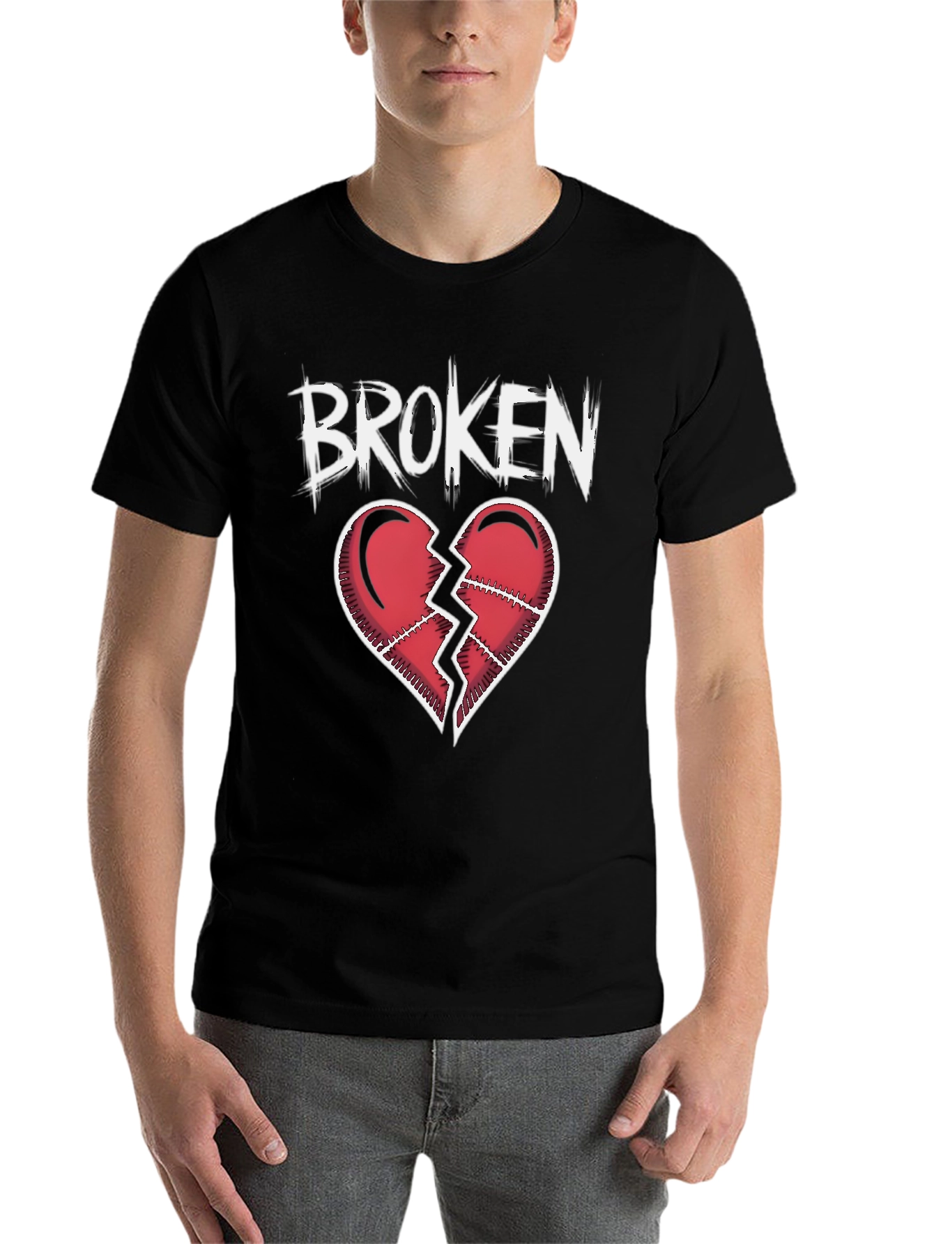 Black Broken Heart Graphic T-Shirt - Black view 7