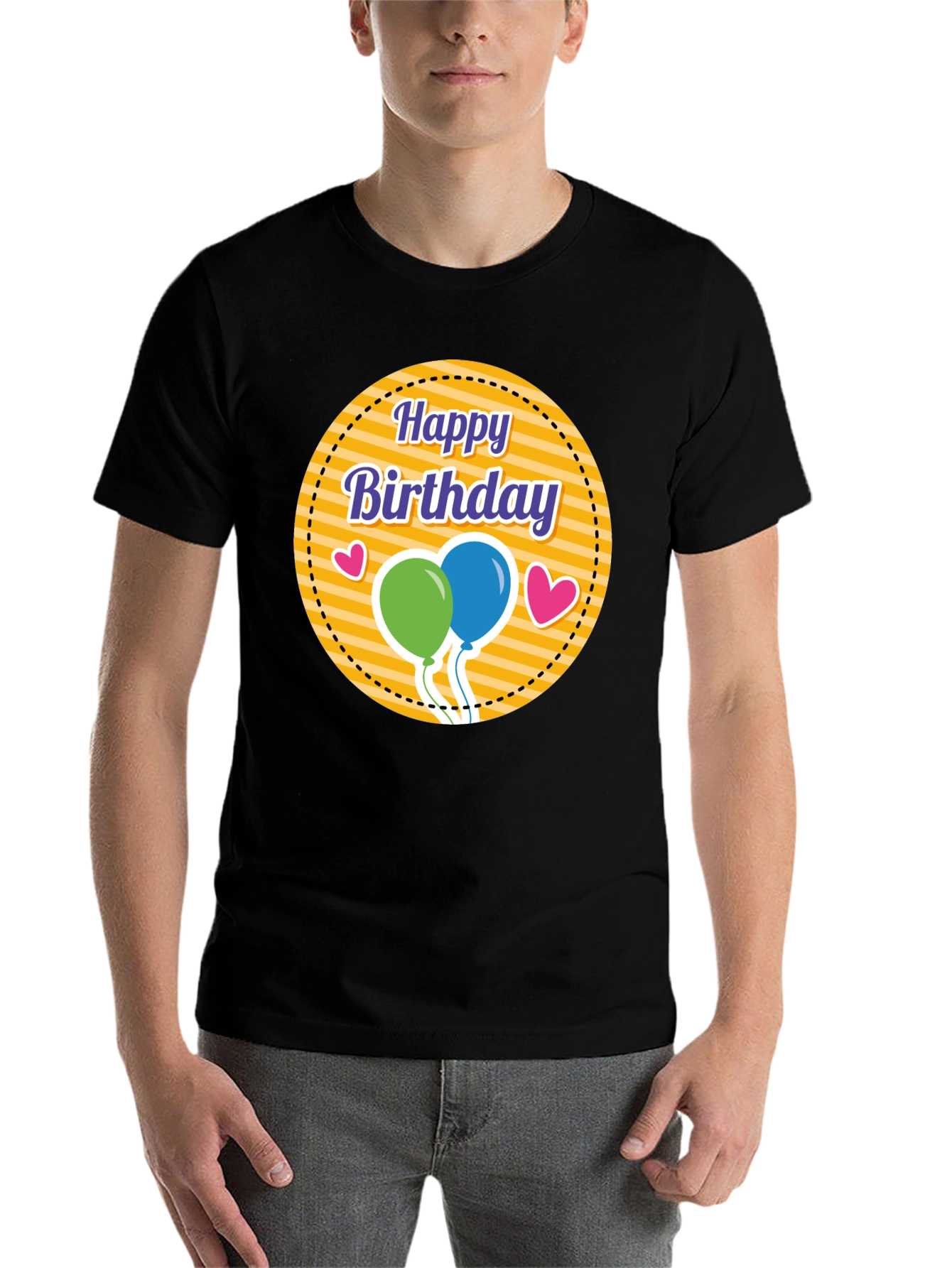 Black Happy Birthday Graphic Tee - Black T-Shirt view 7