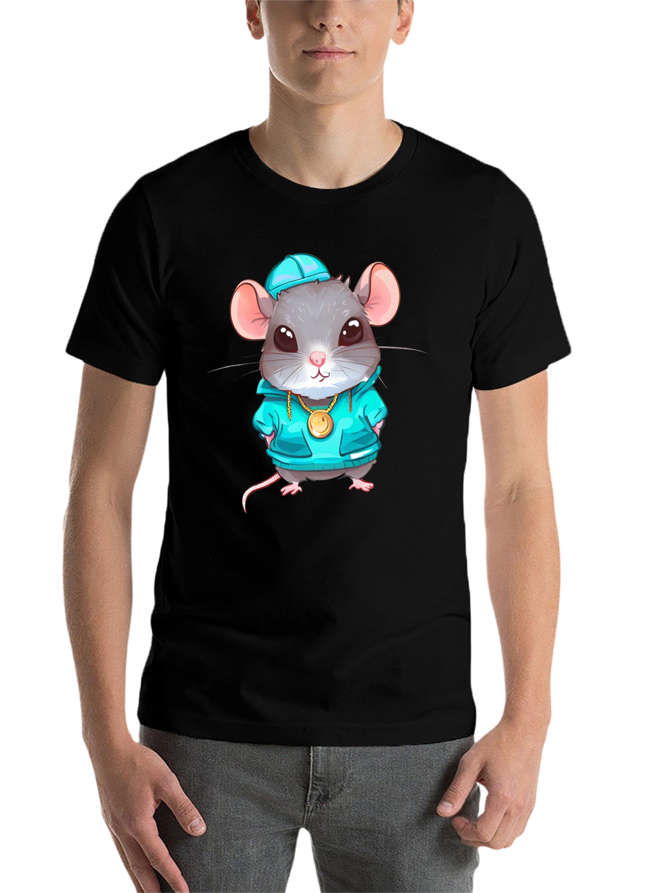 Black Cool Rat Graphic T-Shirt view 7