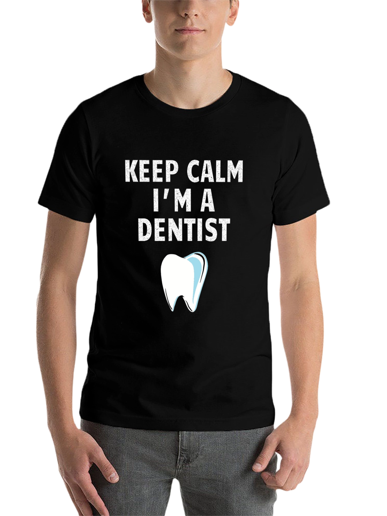 Black Keep Calm I'm A Dentist T-Shirt Funny Dental Tee view 7
