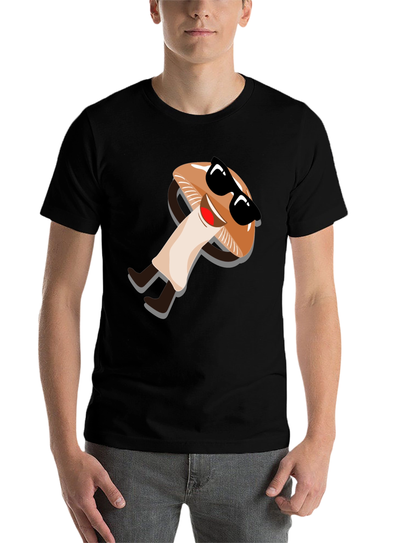 Black Cool Mushroom Graphic Tee view 7