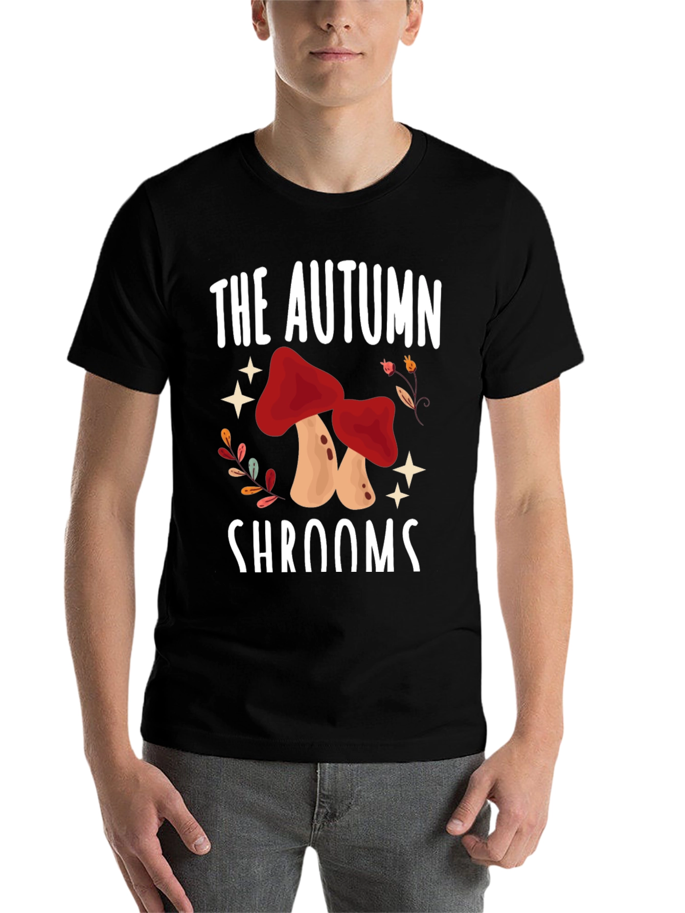 Black Autumn Shrooms T-Shirt - Mushroom Season Tee view 7