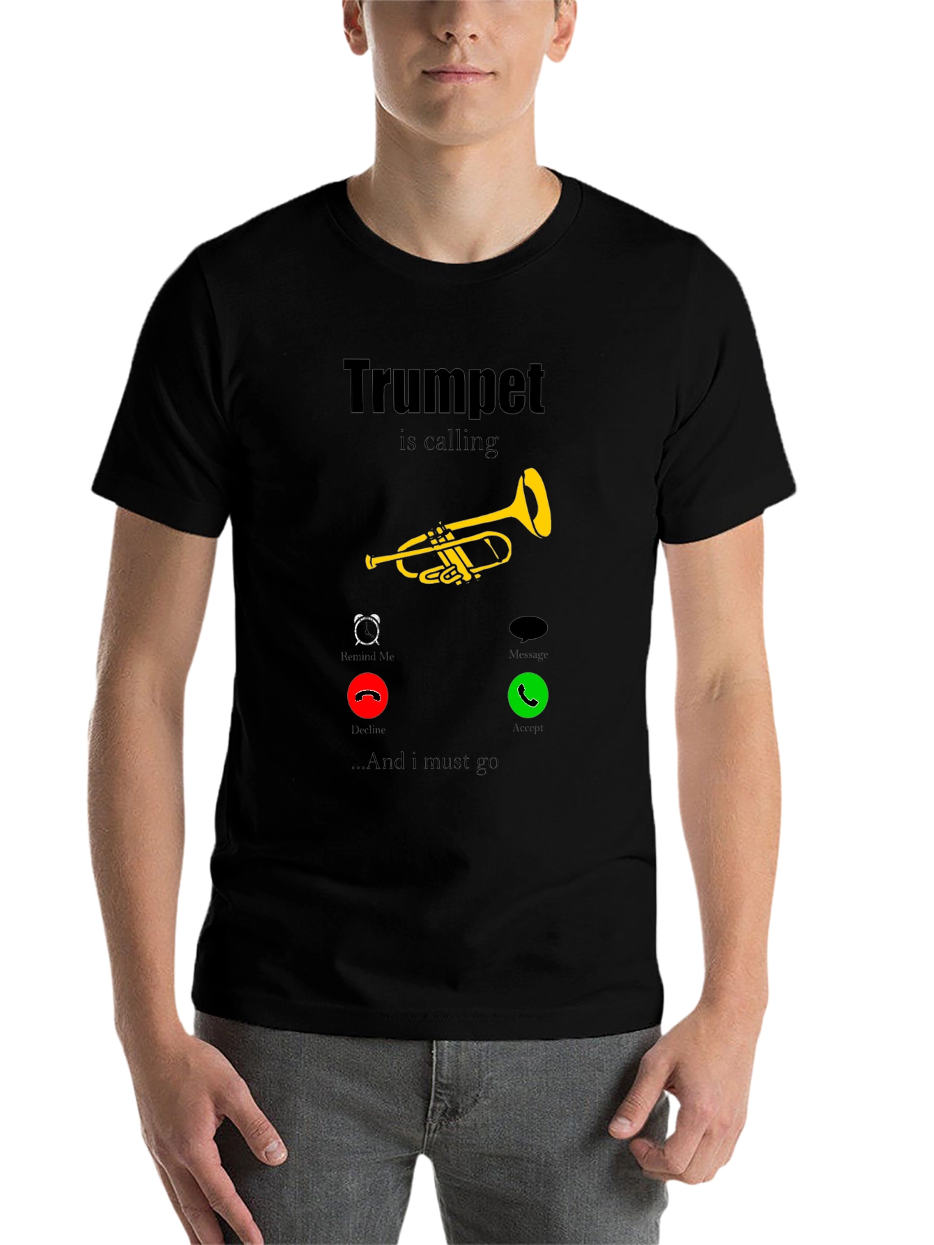 Black Trumpet is Calling T-Shirt - Musician Humor view 7