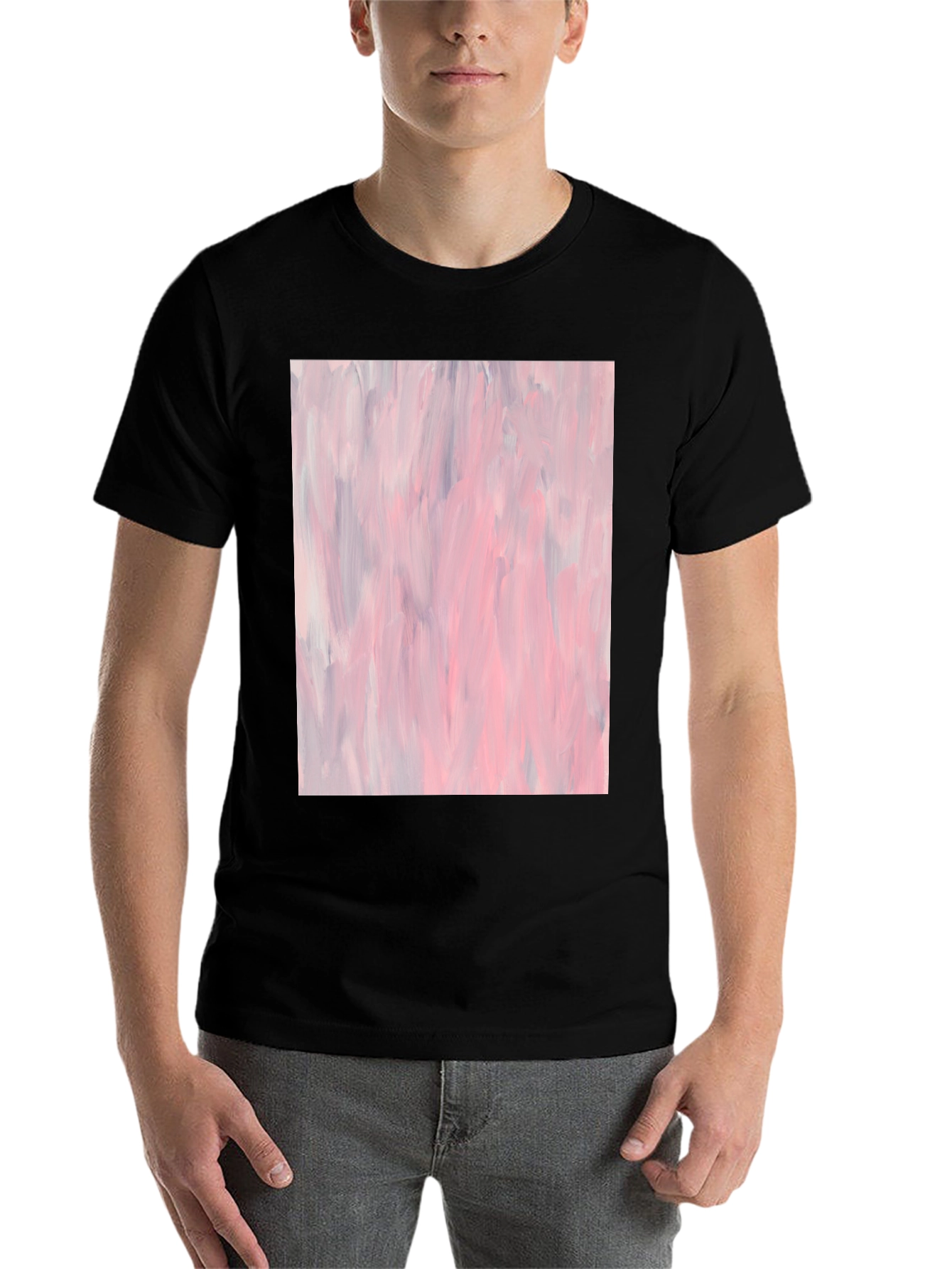 Black Abstract Art Black Cotton T-Shirt view 7