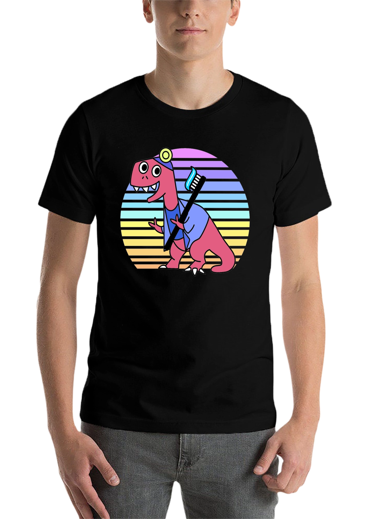 Black Dino Dentist T-Shirt - Novelty Graphic Tee view 7