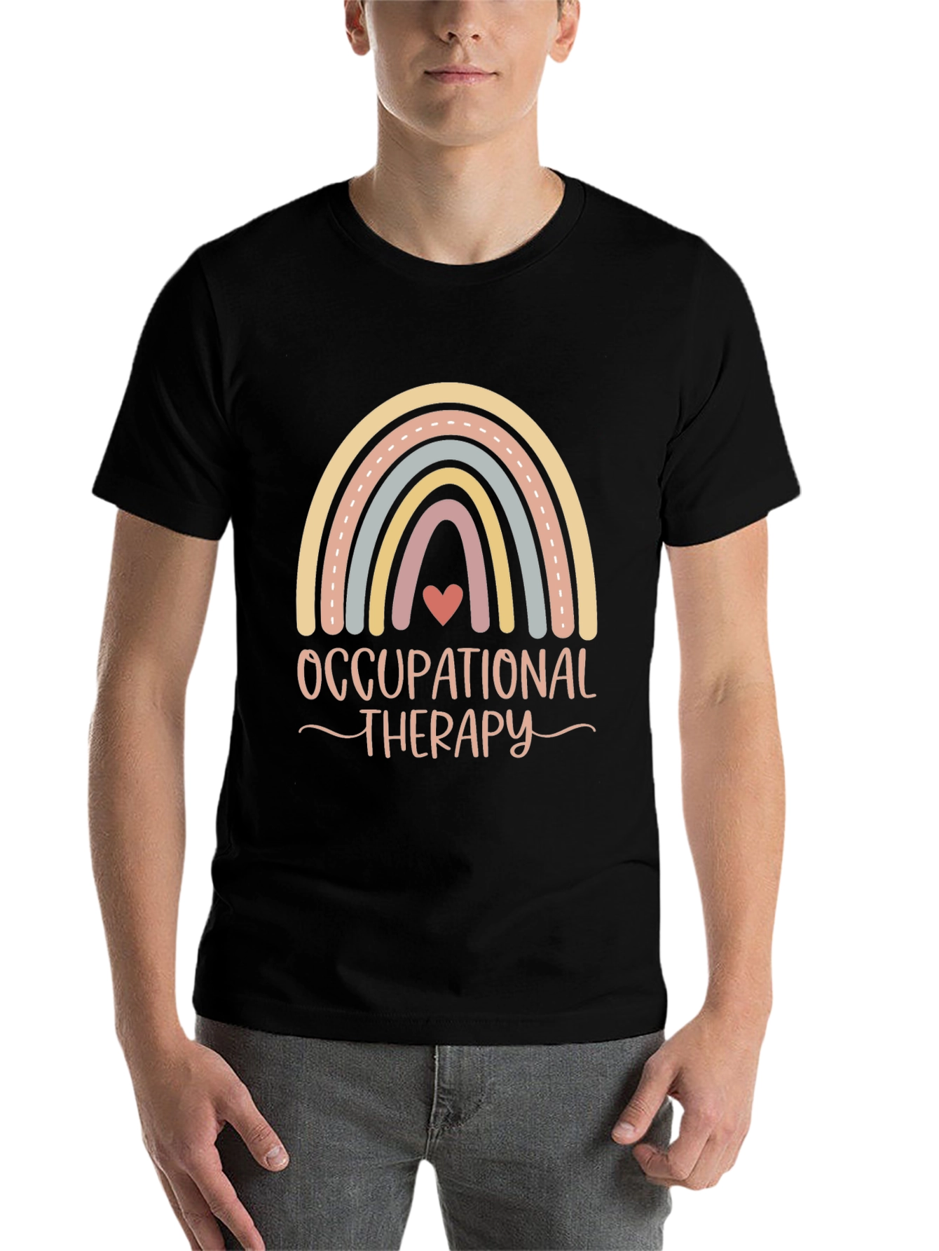 Black Occupational Therapy Rainbow T-Shirt view 7