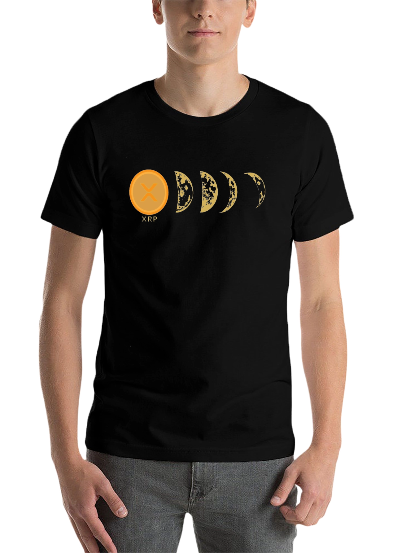 Black XRP to the Moon Phases Black T-Shirt view 7