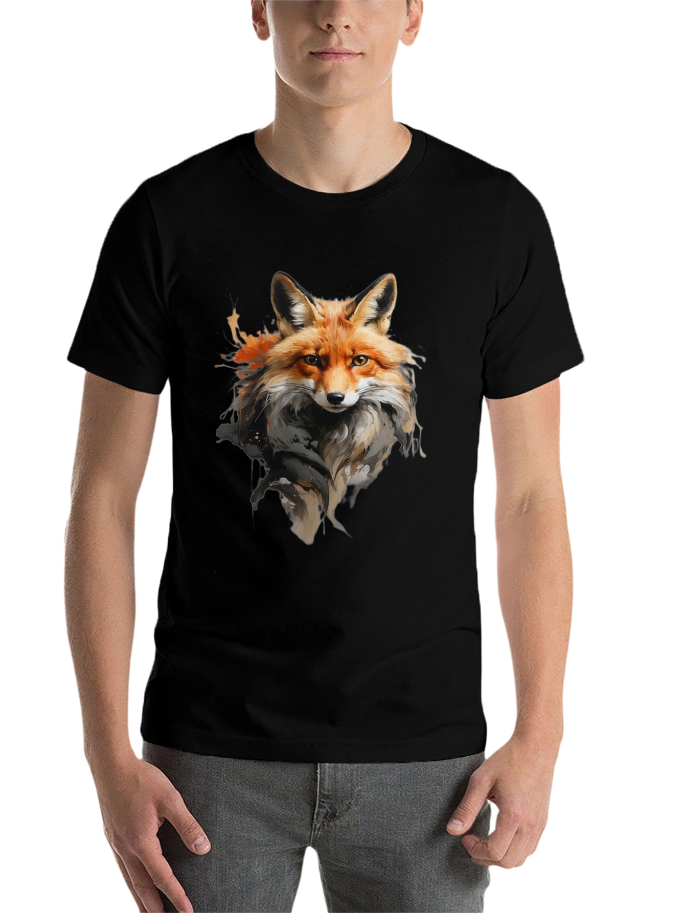 Black Fox Graphic T-Shirt: Stylish Animal Print Tee view 7