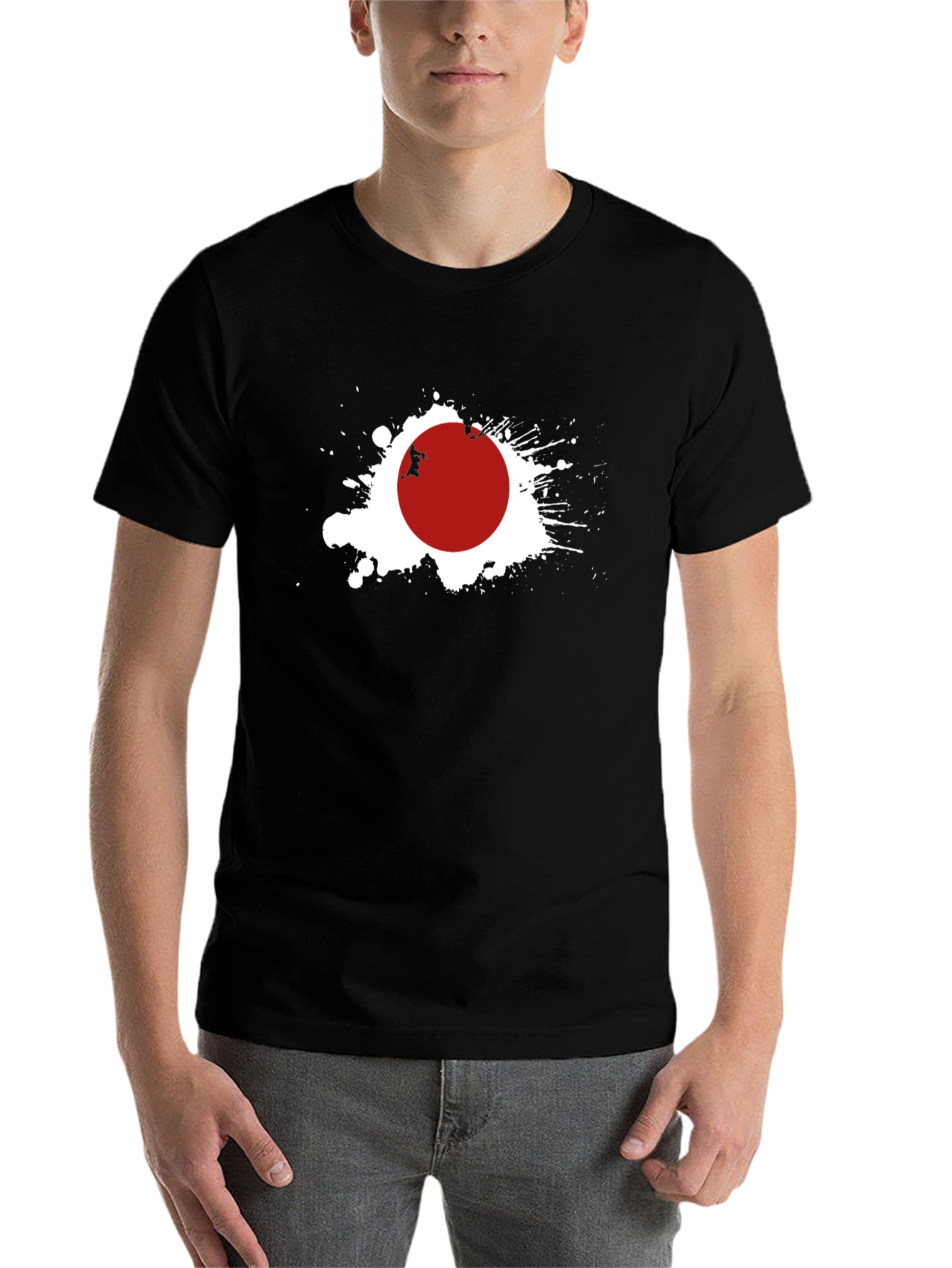 Black Japan Flag Graphic Tee - Black Crew Neck T-Shirt view 7