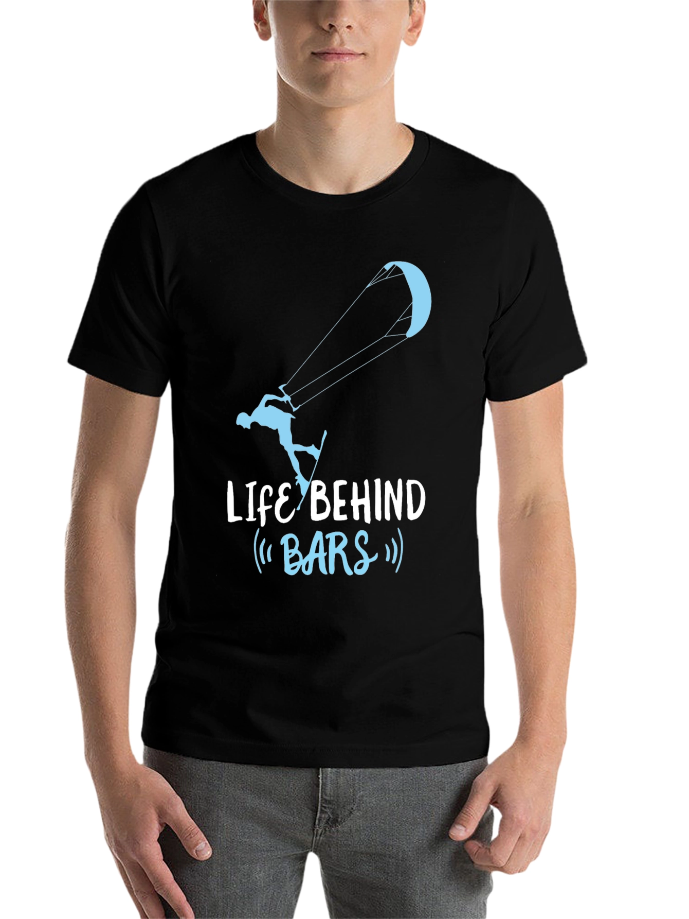 Black Life Behind Bars Kitesurfing T-Shirt - Cool Design view 7