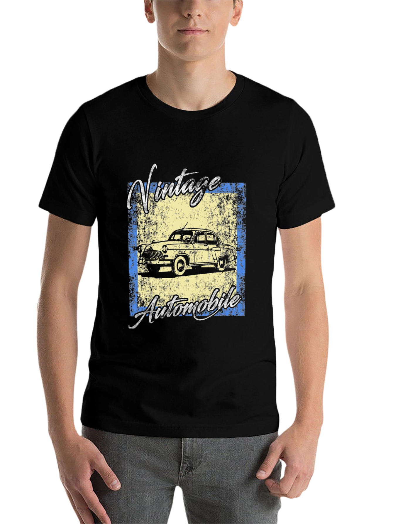 Black Vintage Automobile Graphic Tee - Classic Car Lovers view 7