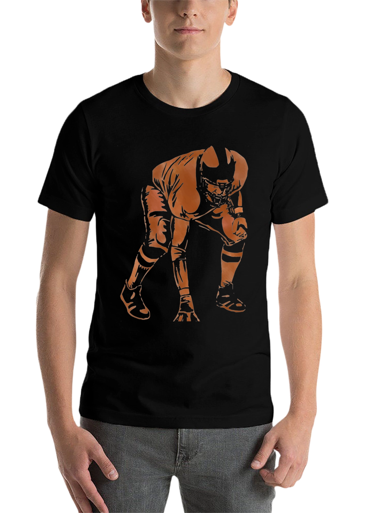 Black Football Player Graphic Tee - Stylish Men's T-Shirt view 7