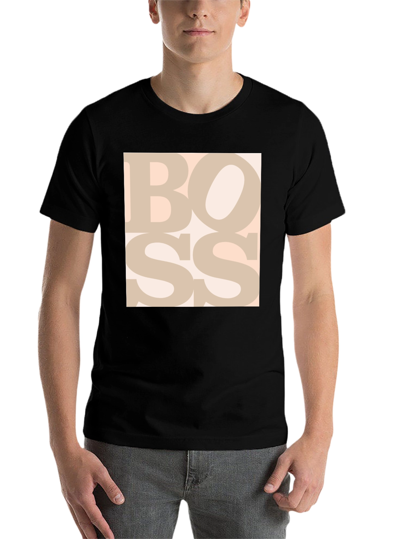 Black Bold BOSS Graphic Tee - Black Cotton T-Shirt view 7