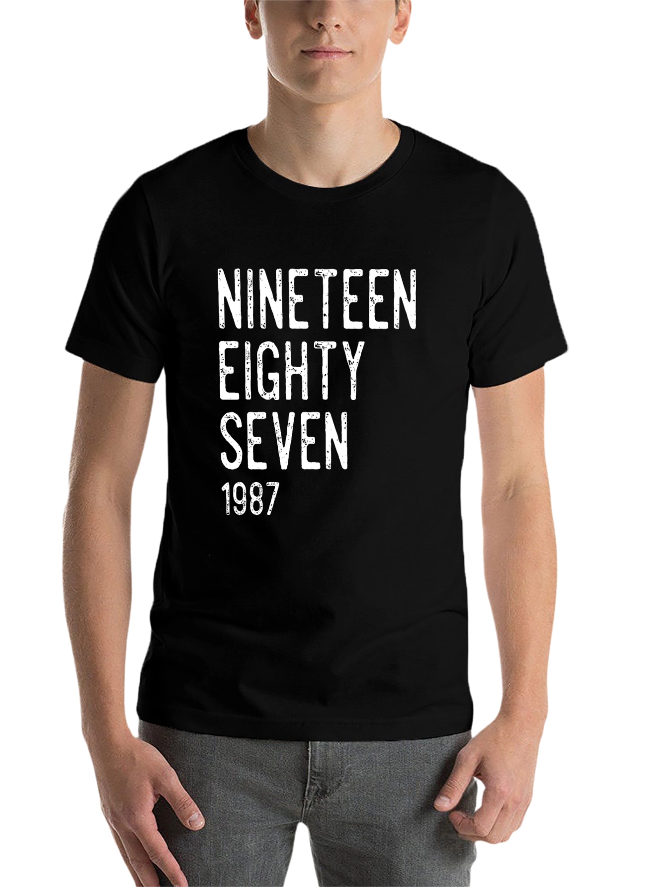 Black 1987 Vintage Style Graphic Tee - Retro Birthday Shirt view 7