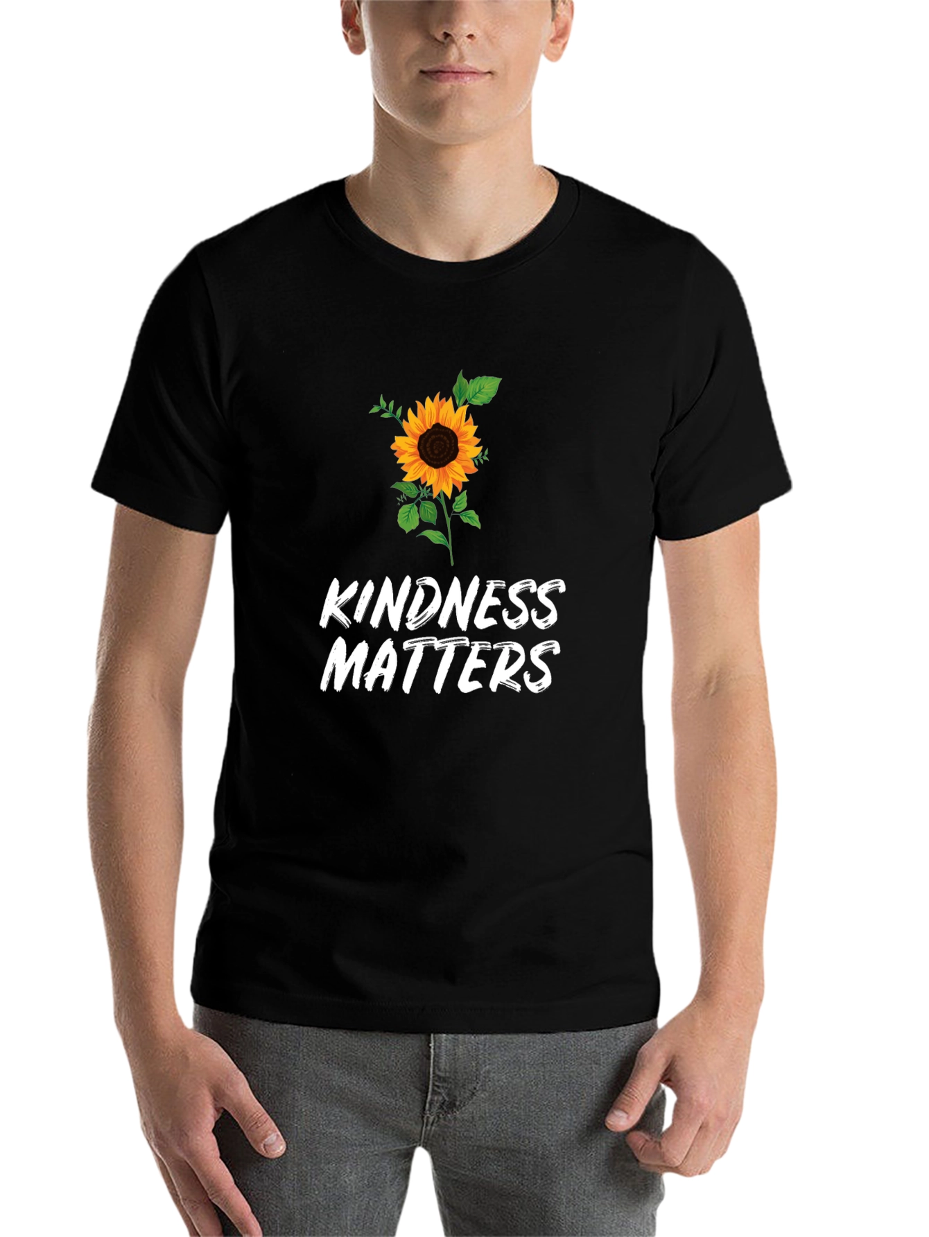 Black Kindness Matters Sunflower Graphic Black T-Shirt view 7