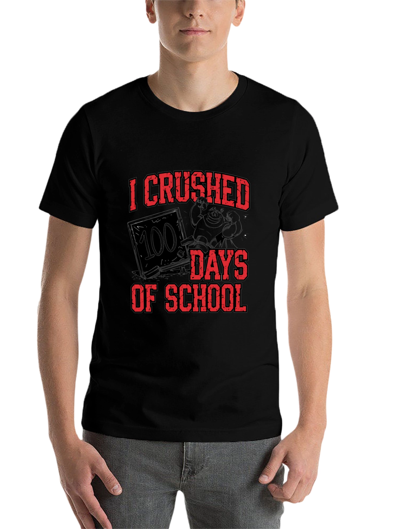 Black I Crushed 100 Days of School T-Shirt view 7