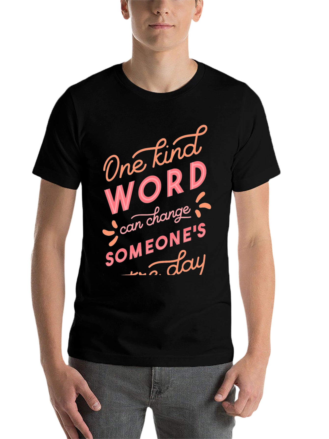 Black Kind Word T-Shirt - Spread Positivity Daily! view 7
