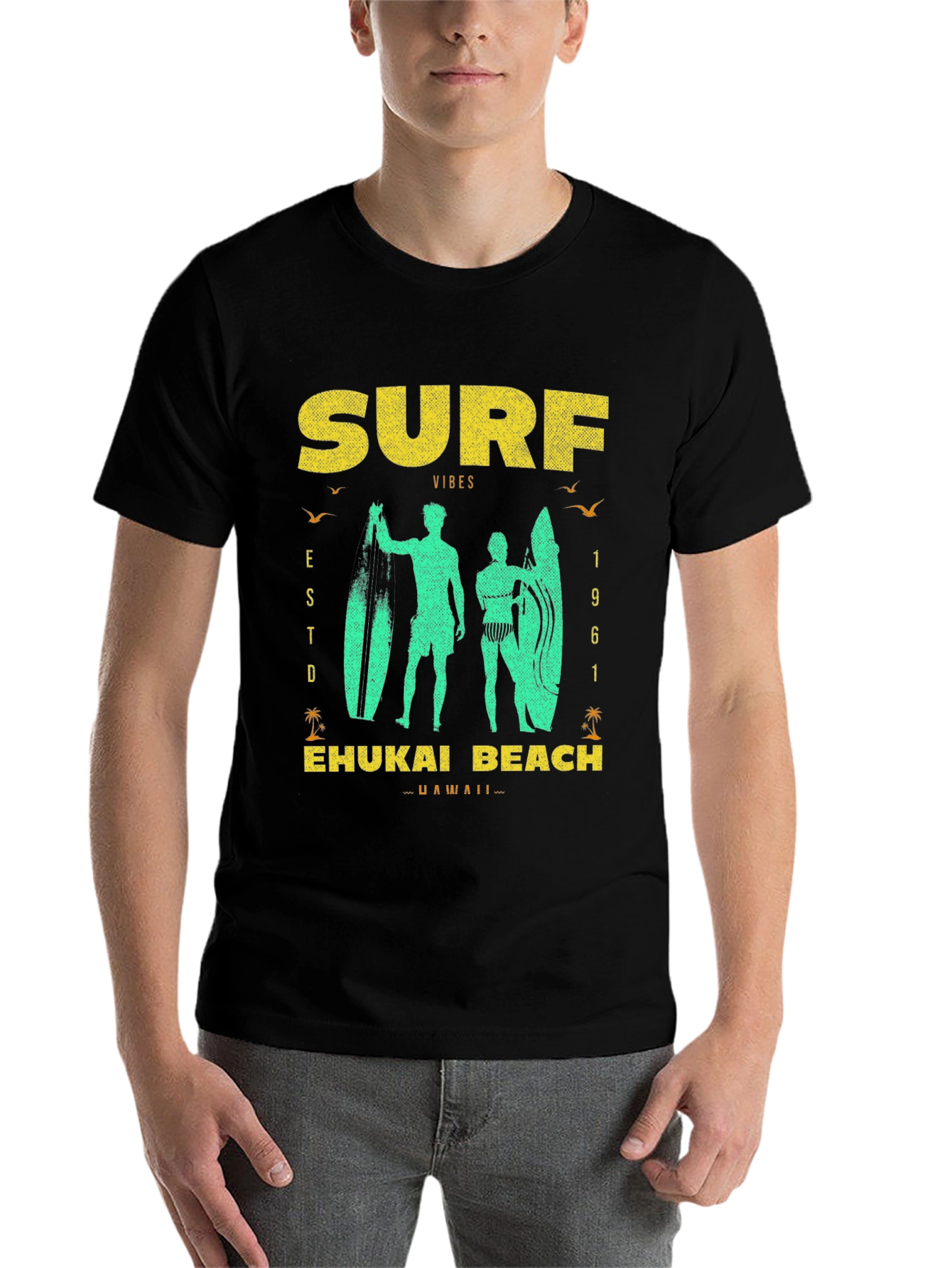 Black Surf Vibes T-Shirt | Ehukai Beach Hawaii view 7