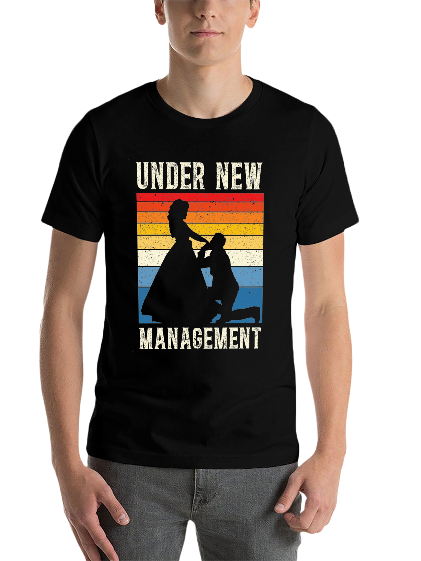 Black Under New Management Wedding Graphic T-Shirt view 7