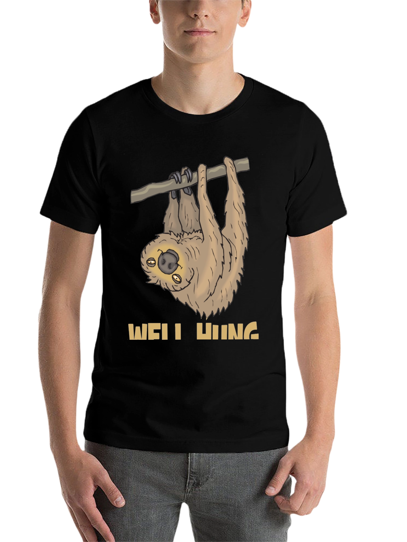 Black Well Hung Sloth Graphic Tee - Funny Animal T-Shirt view 7