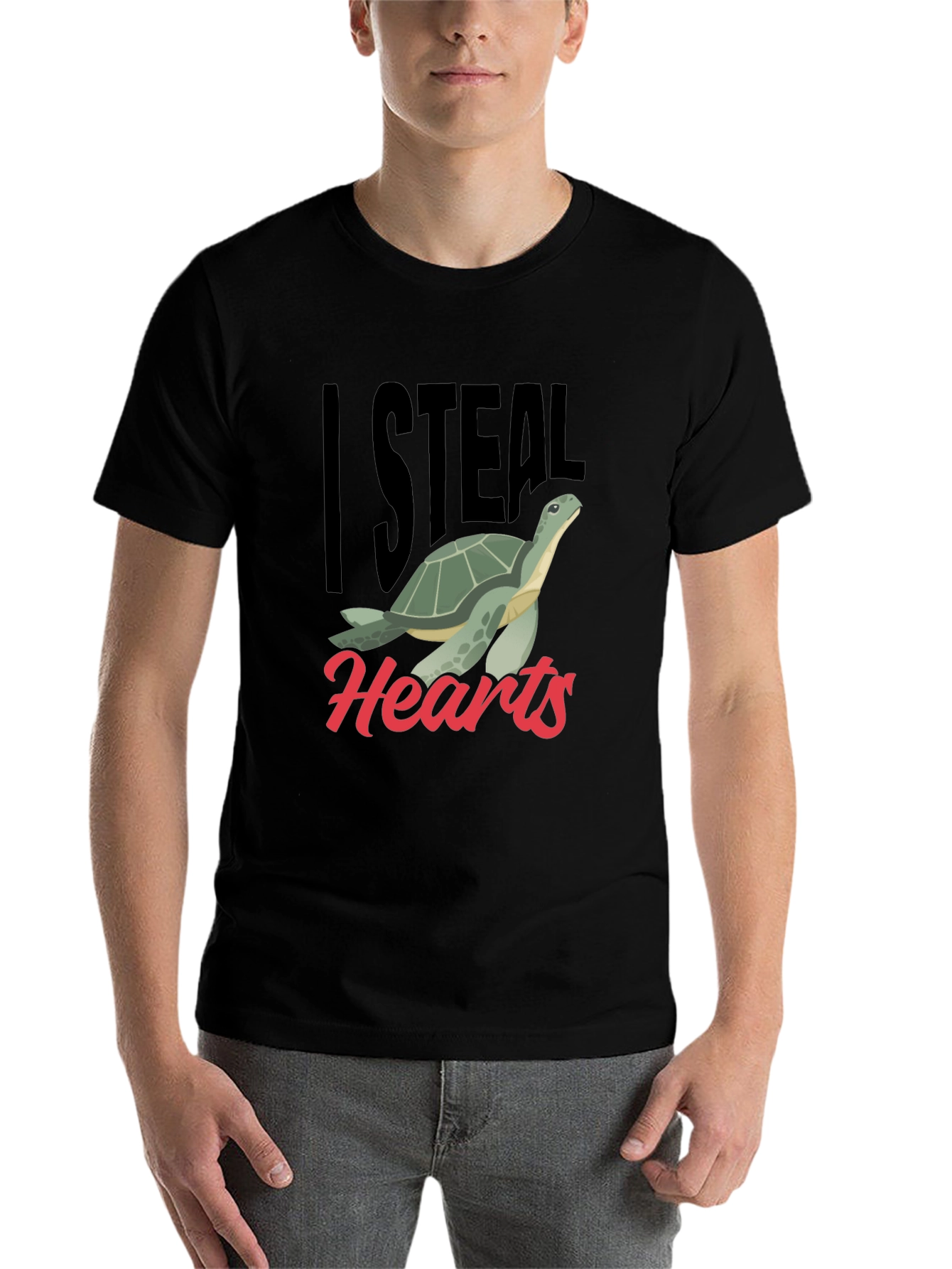Black I Steal Hearts Turtle T-Shirt view 7