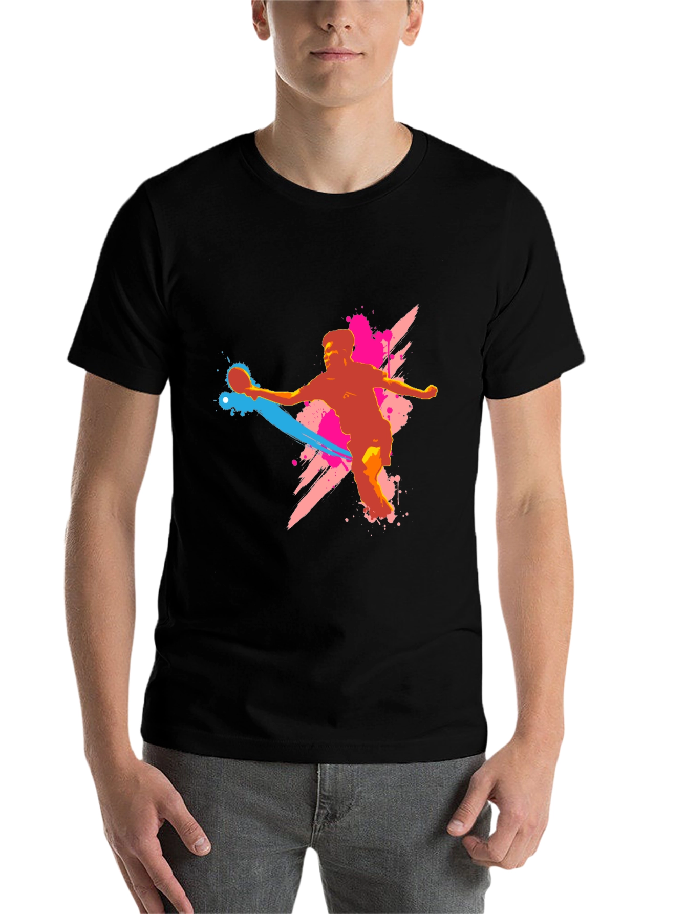 Handball Player Graphic T-Shirt - Black - 7