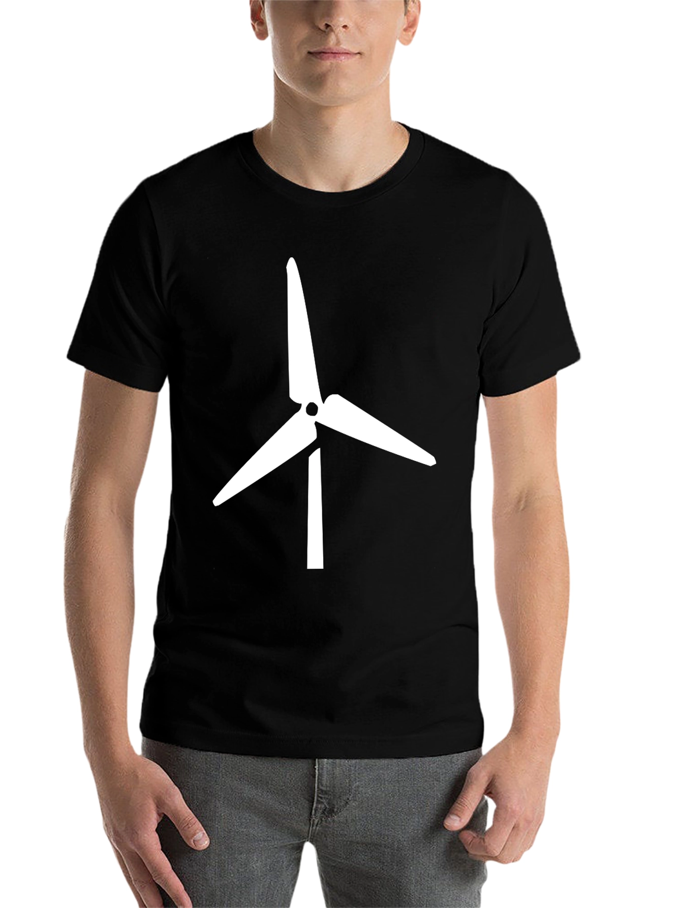 Black Wind Turbine Graphic Tee - Black view 7