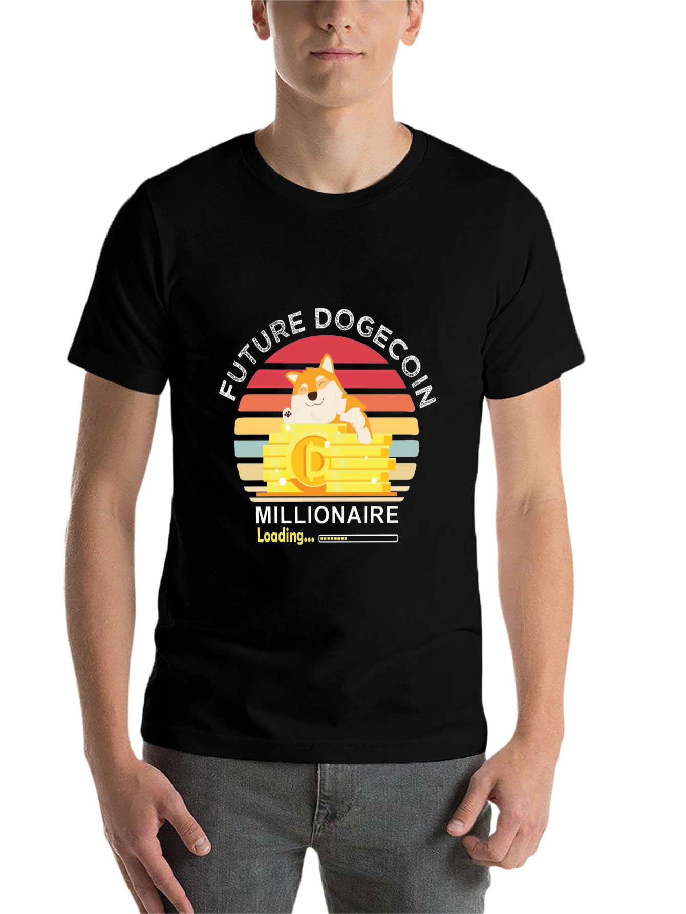 Black Future Dogecoin Millionaire T-Shirt view 7