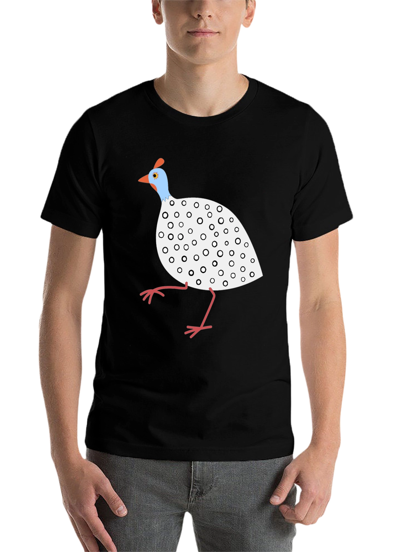 Black Guinea Fowl Graphic Tee - Unique Bird Design view 7