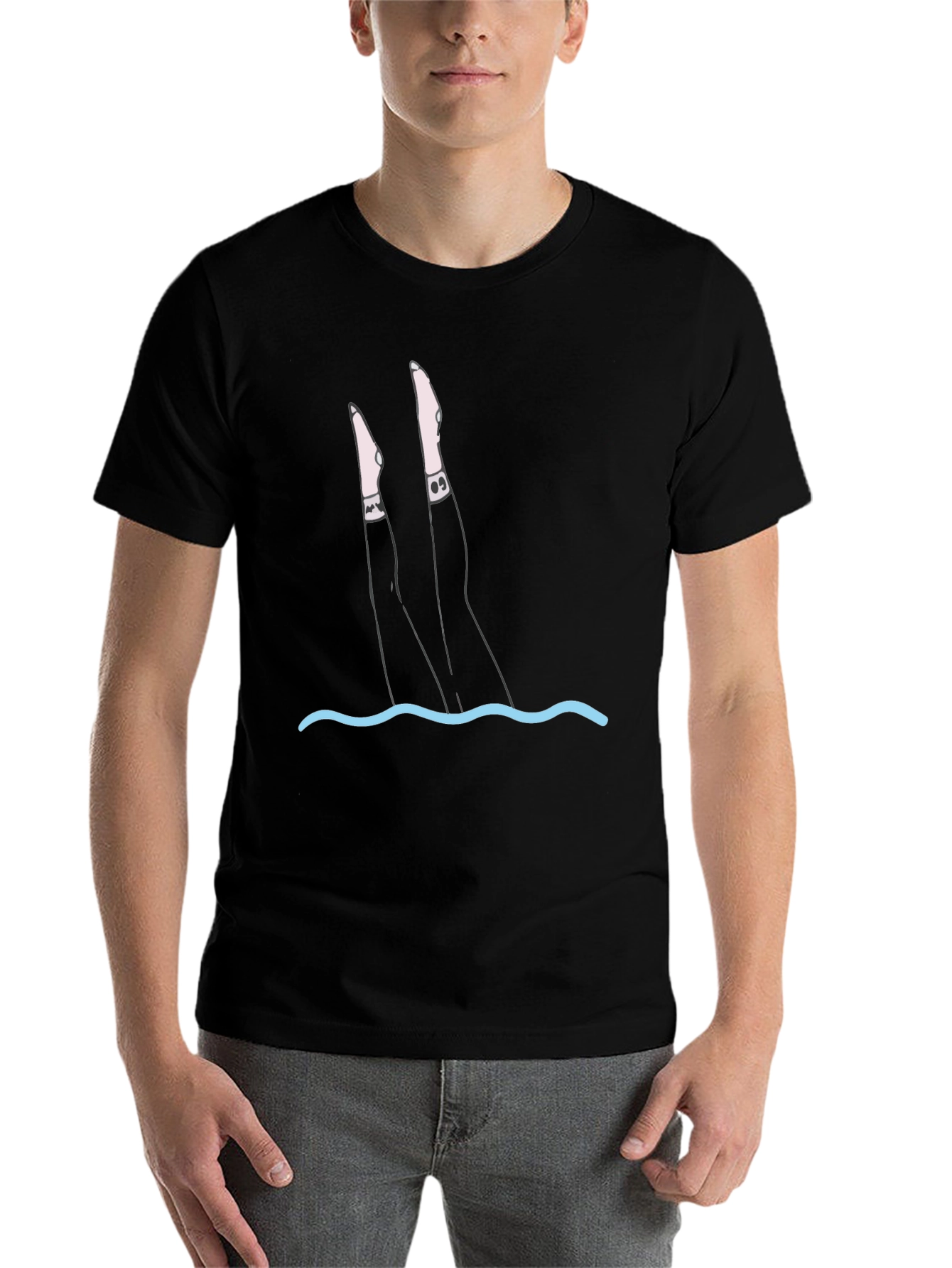 Black Dive In T-Shirt - Funny Swimmer Graphic Tee view 7