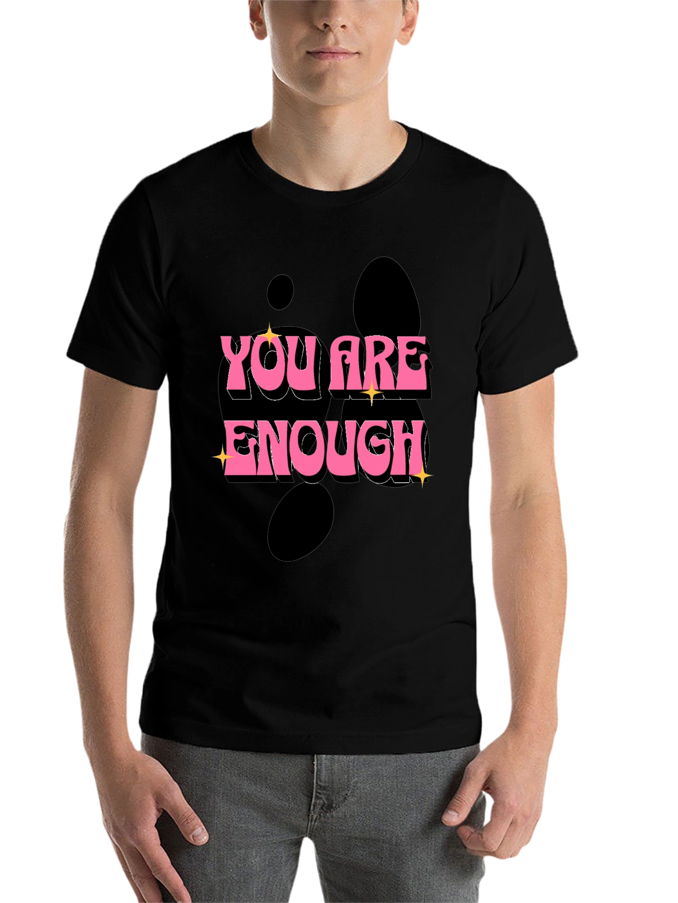 Black You Are Enough Graphic Tee - Black view 7