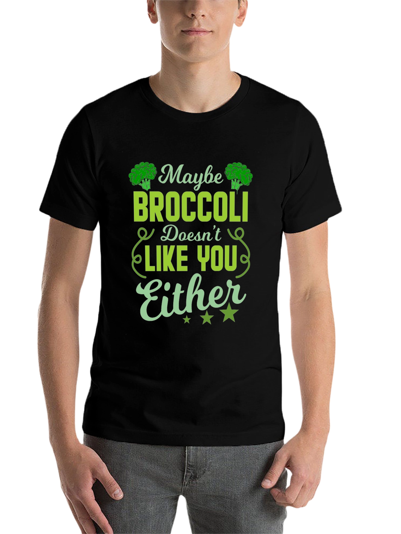 Black Broccoli Lover Graphic Tee - Unisex Black Shirt view 7