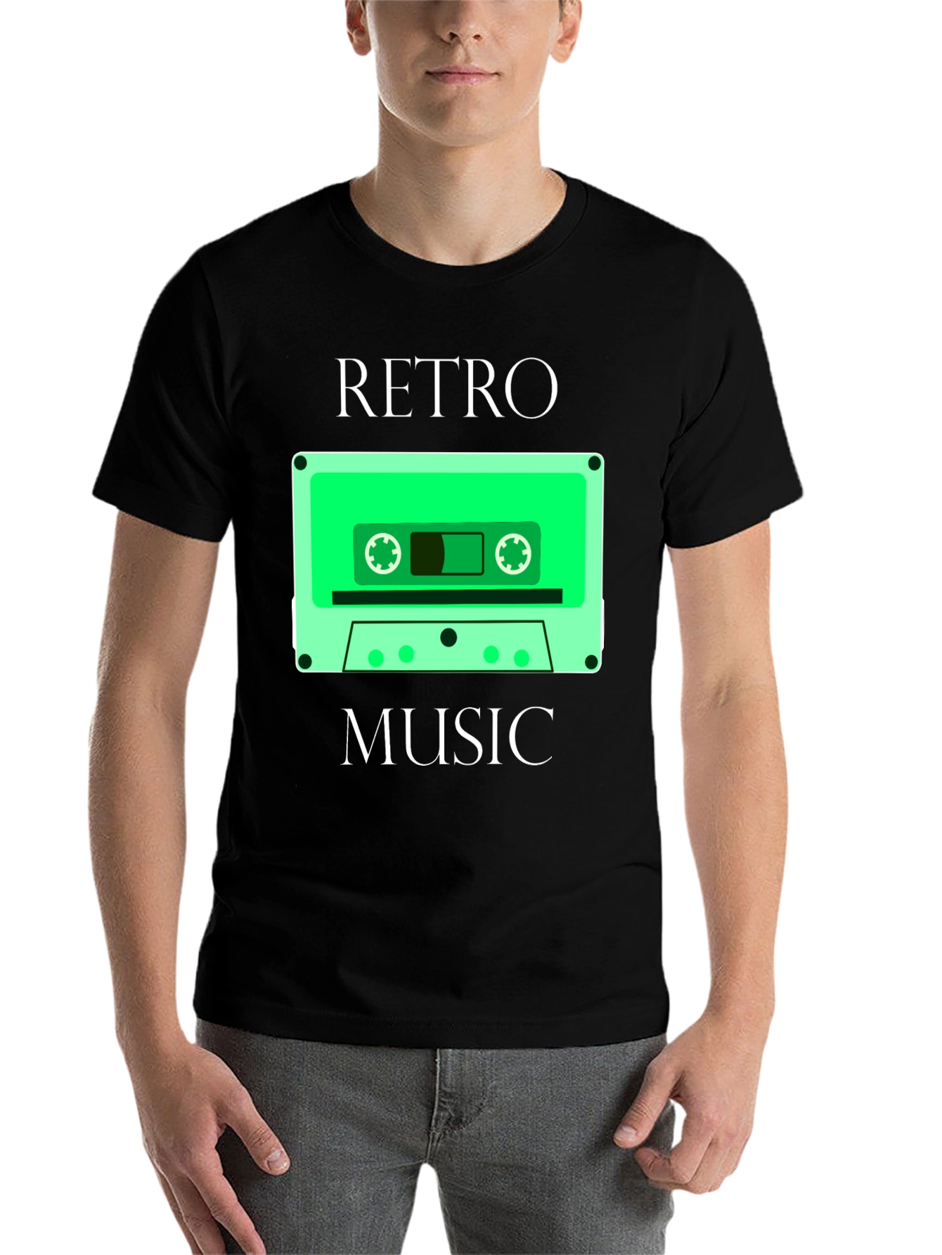 Black Retro Music Cassette Graphic T-Shirt view 7