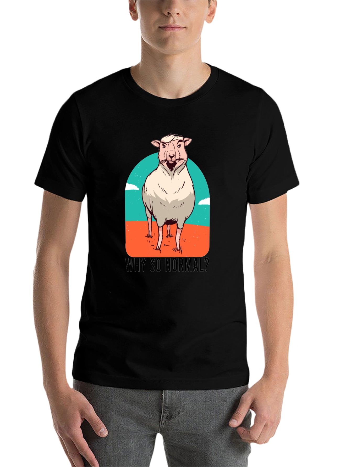 Black Why So Normal? Sheep Graphic T-Shirt view 7
