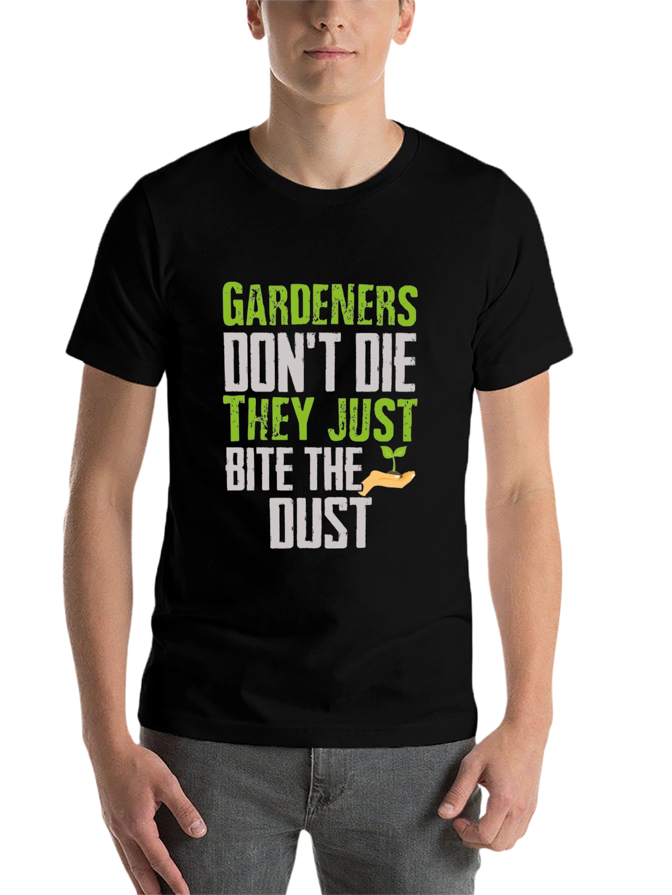 Black Gardener Bite the Dust Novelty Graphic T-Shirt view 7