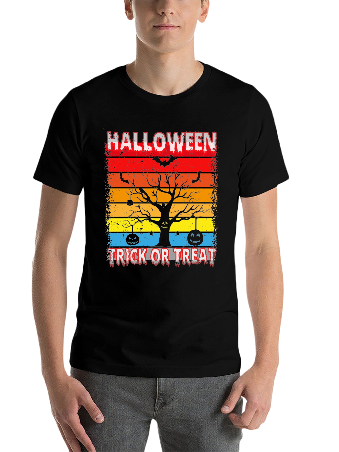Black Halloween Trick or Treat T-Shirt view 7