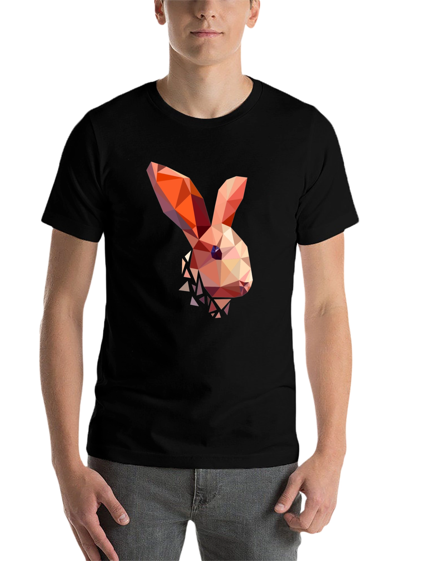 Black Geometric Bunny Graphic T-Shirt view 7
