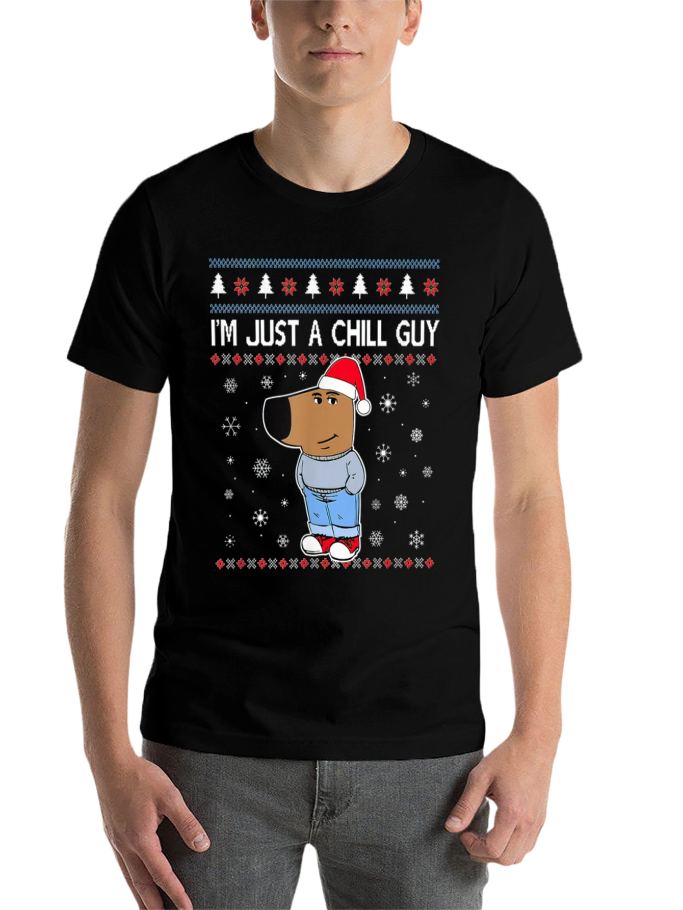Black Chill Guy Christmas Graphic Tee view 7