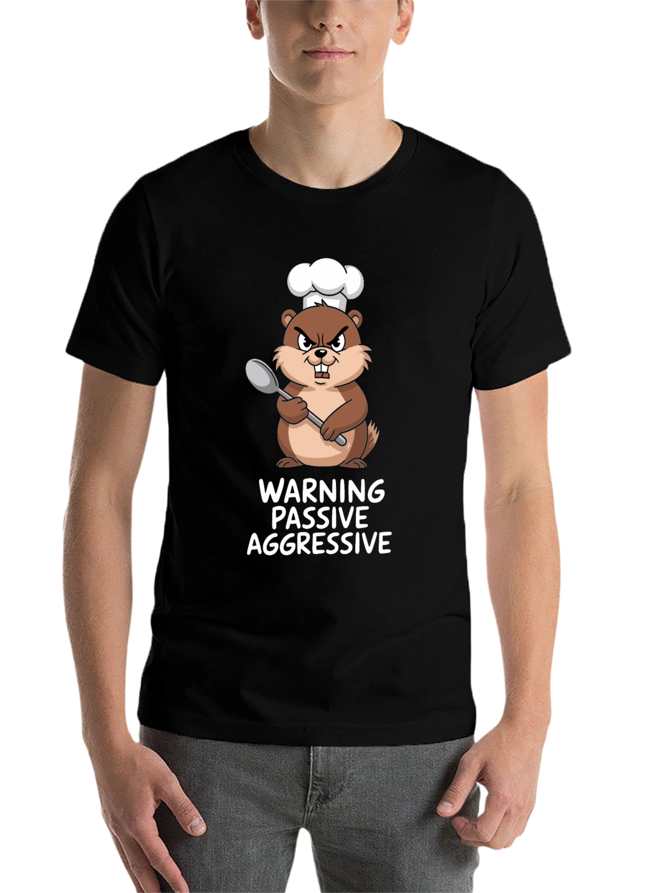 Black Passive Aggressive Chef Beaver Graphic Tee view 7