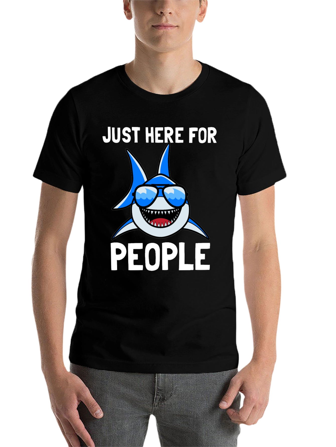 Black Shark Lover T-Shirt - Just Here for People view 7