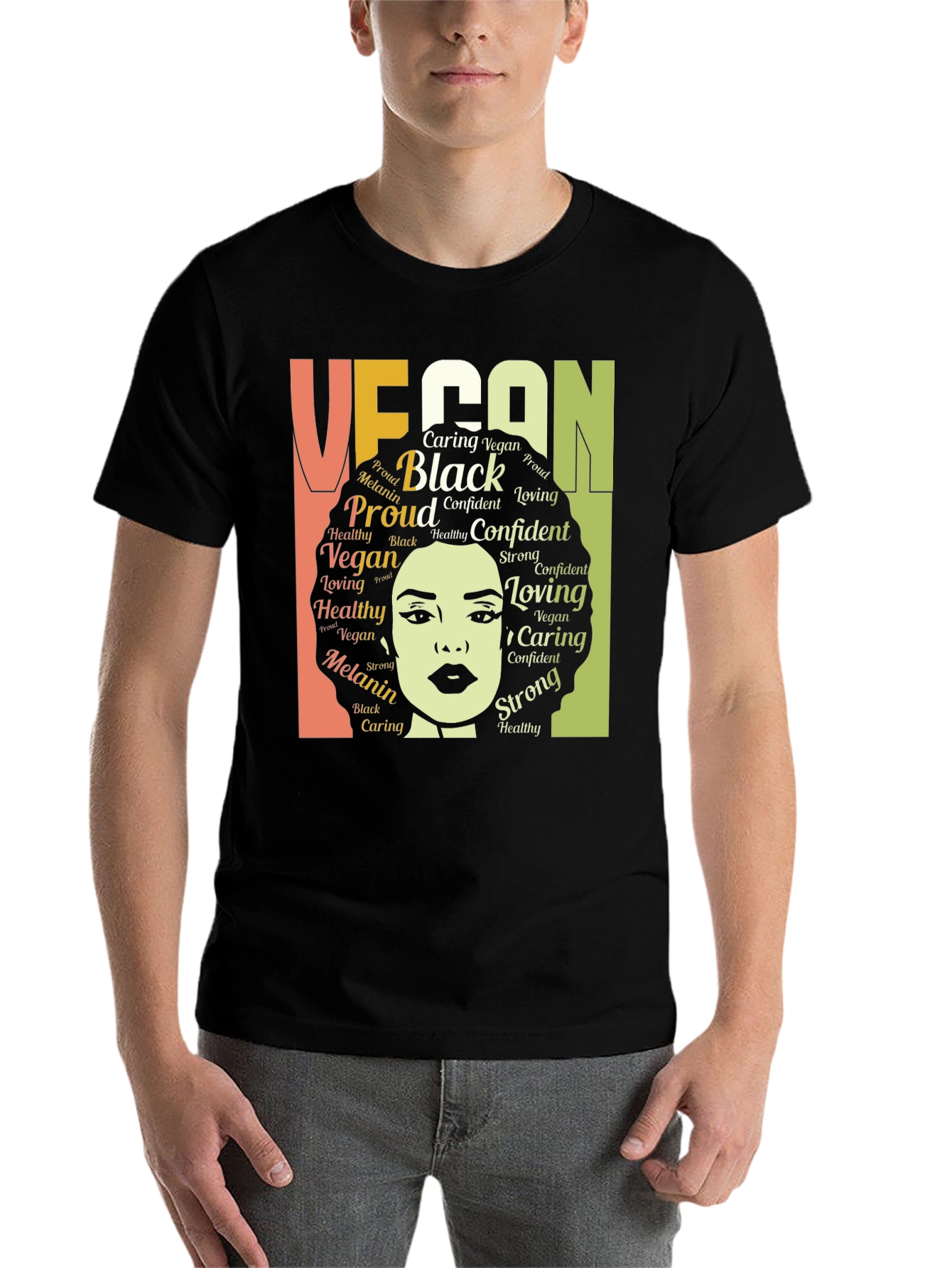 Black Vegan Black Melanin Proud T-Shirt view 7