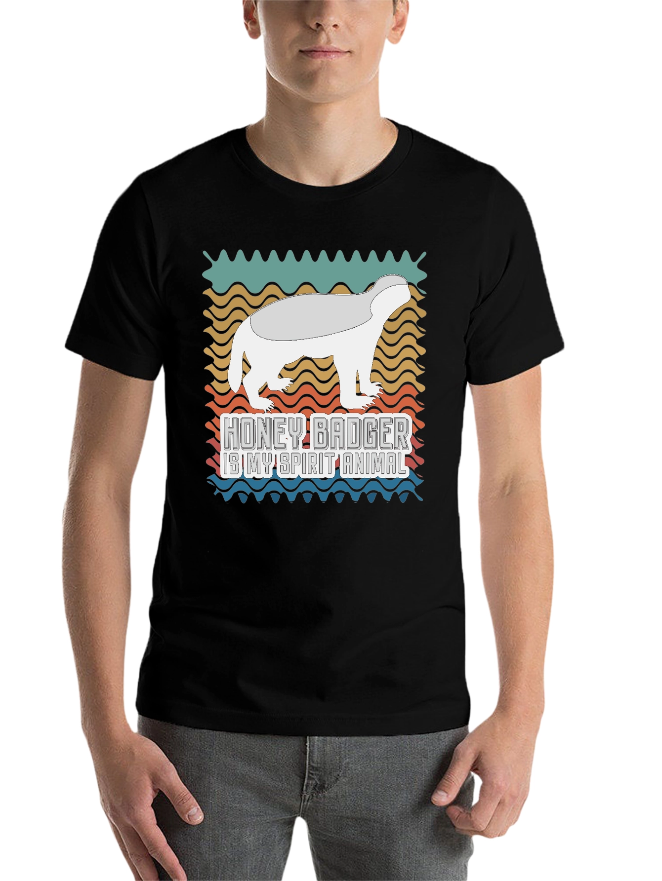 Black Honey Badger Spirit Animal Graphic Tee view 7